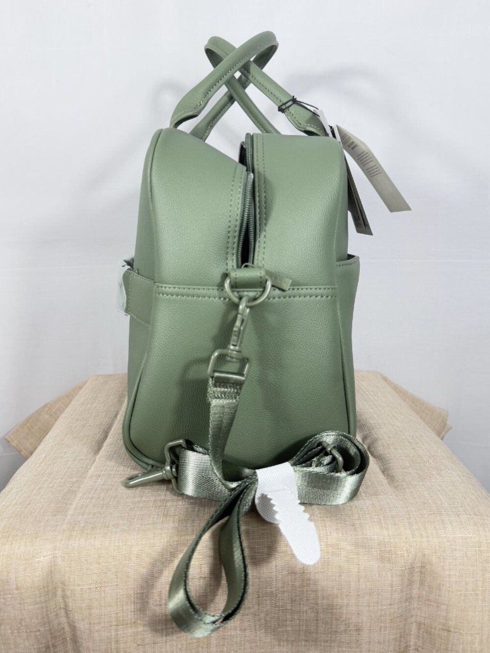 Bugatti Lagos Duffle Bag Sage Green NWT Faux Leather Weekender Travel Bag - Picture 6 of 10